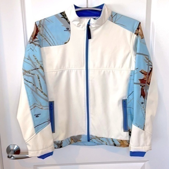 MOSSY OAK | Women’s Nature Lovers Pattern Full Zip Collared White Jacket Size M - Picture 1 of 10